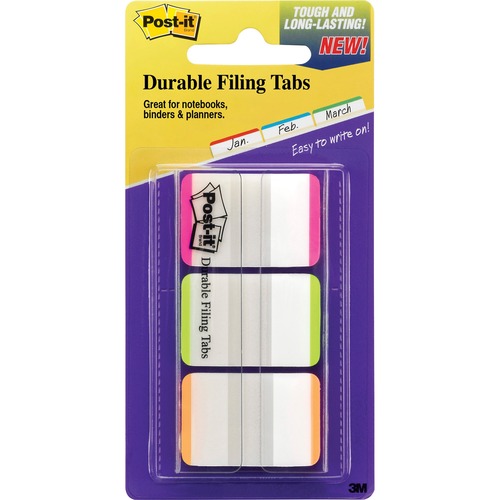 File Tabs, 1 X 1 1/2, Lined, Assorted Fluorescent Colors, 66/pack