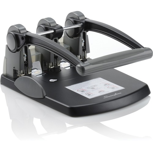 300-Sheet Extra High-Capacity Three-Hole Punch, 9/32" Holes, Black/gray