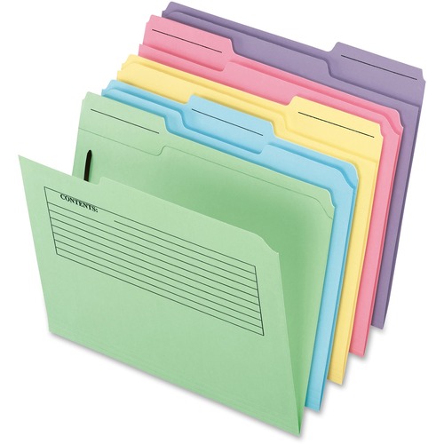 Printed Notes Folders With Fastener, 1/3 Cut Top Tab, Letter, Assorted, 30/pack