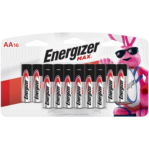Energizer Alkaline Battery, AA, 16/PK, 192/CT, BKSR