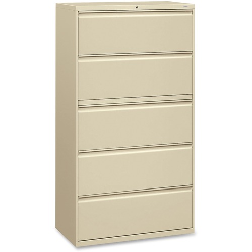 5-Drawer Lateral File, W/Lock, 36"x19-1/4"x67", Putty