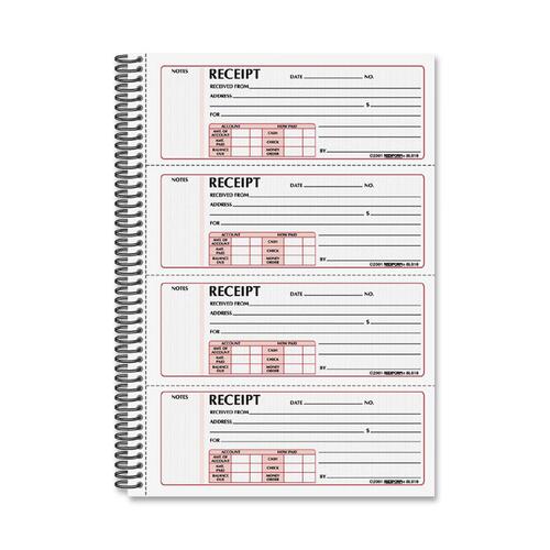 Money Receipt Book, 7 X 2 3/4, Carbonless Duplicate, Twin Wire, 300 Sets/book