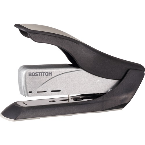 SPRING-POWERED PREMIUM HEAVY-DUTY STAPLER, 65-SHEET CAPACITY, BLACK/SILVER