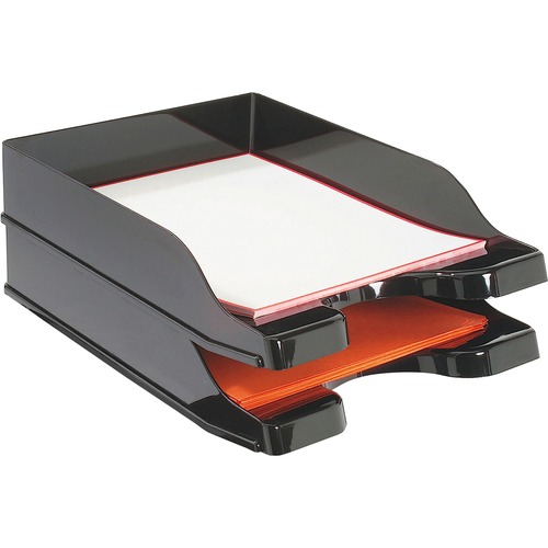 DOCUTRAY MULTI-DIRECTIONAL STACKING TRAY, 2-TRAY SET, 10 X 2 1/2 X 13 3/4, BLACK