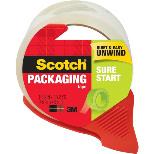 Sure Start Packaging Tape W/dispenser, 1.88" X 38.2 Yards, 3" Core, Clear