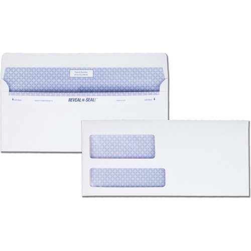 Reveal N Seal Double Window Invoice Envelope, Self Adhesive, White, 500/box