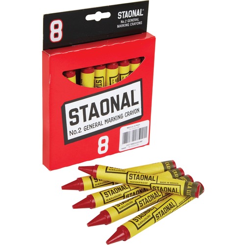 Staonal Marking Crayons, 8/BX, Red