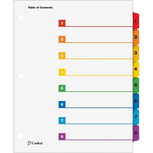 Traditional Onestep Index System, 8-Tab, 1-8, Letter, Multicolor, 1 Set