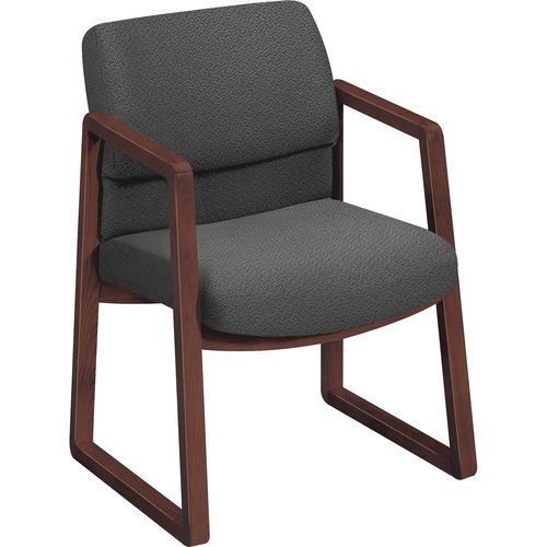 The HON Company  Sled Guest Chair, 23"x25-1/2"x32-1/2", Mahogany/Gray