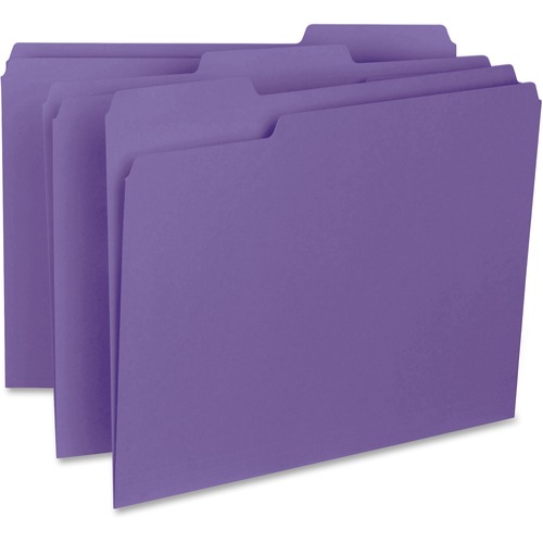 File Folder, Interior, Ltr, 1/3" Cut, 100/BX, Purple