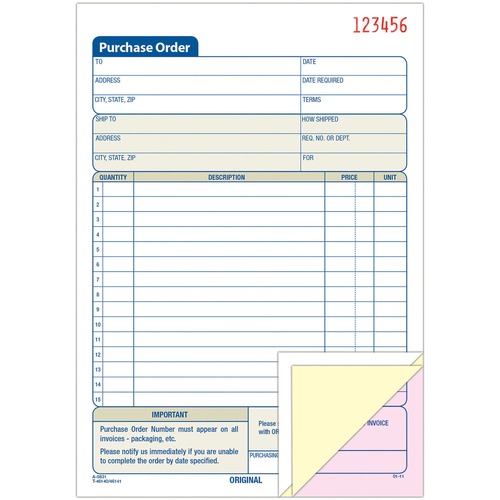 Purchase Order Form, 3-Part, 5-9/16"x8-7/16"