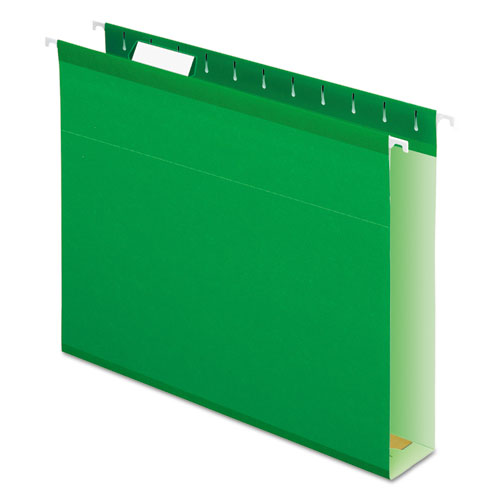 Reinforced 2" Extra Capacity Hanging Folders, Letter, Bright Green, 25/box