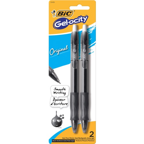 Gel Pen, Retractable, .7mm Point, 2/PK, Black