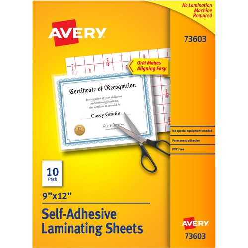 Clear Self-Adhesive Laminating Sheets, 3 Mil, 9 X 12, 10/pack