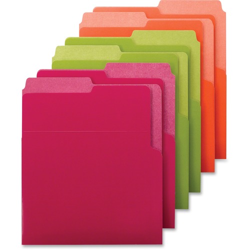 Organized Up Heavyweight Vertical File Folders, Assorted Bright Tones, 6/pack