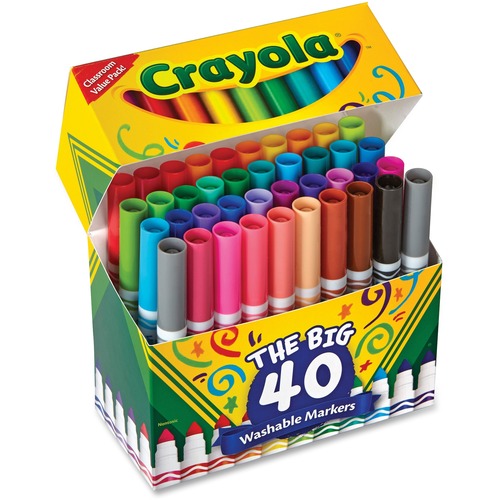 Washable Markers, Broad Point, Assorted Classic Colors, 40/set