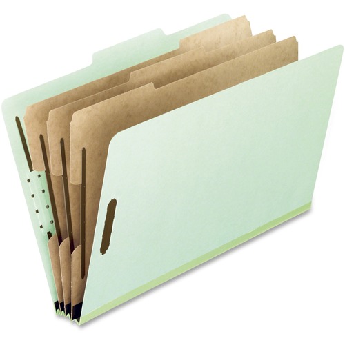 FOUR-, SIX-, AND EIGHT-SECTION PRESSBOARD CLASSIFICATION FOLDERS, 3 DIVIDERS, EMBEDDED FASTENERS, LETTER SIZE, GREEN, 10/BOX