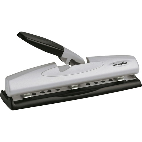 20-Sheet Lighttouch Desktop Two-To-Seven-Hole Punch, 9/32" Holes, Silver/black