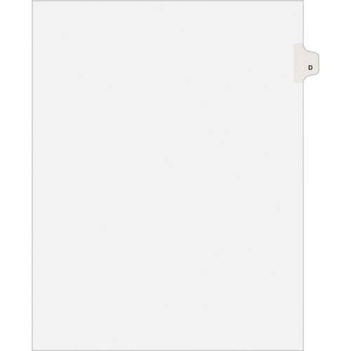 Avery-Style Legal Exhibit Side Tab Dividers, 1-Tab, Title D, Ltr, White, 25/pk