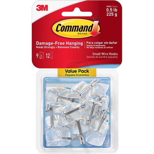 Hooks Value Pack, w/Strips, Plastic, Small, 21Pcs/ST, Clear