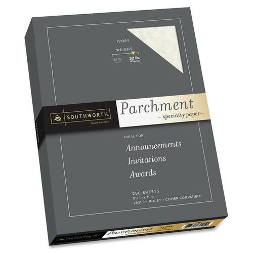 Parchment Specialty Paper, Ivory, 32lb, 8 1/2 X 11, 250 Sheets