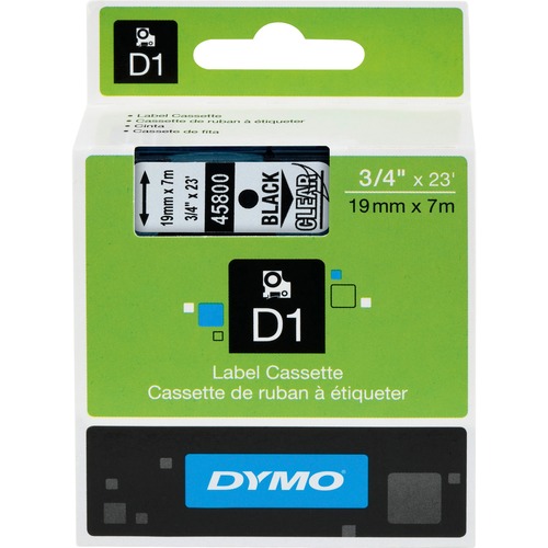 D1 High-Performance Polyester Removable Label Tape, 3/4" X 23 Ft, Black On Clear