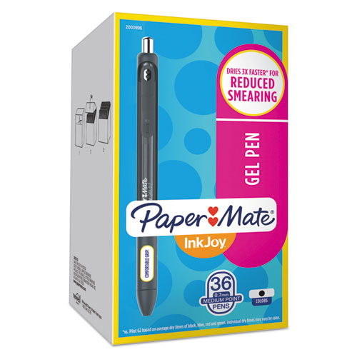 Inkjoy Gel Retractable Pen Office Pack, Black Ink, 0.7mm, 36/pack