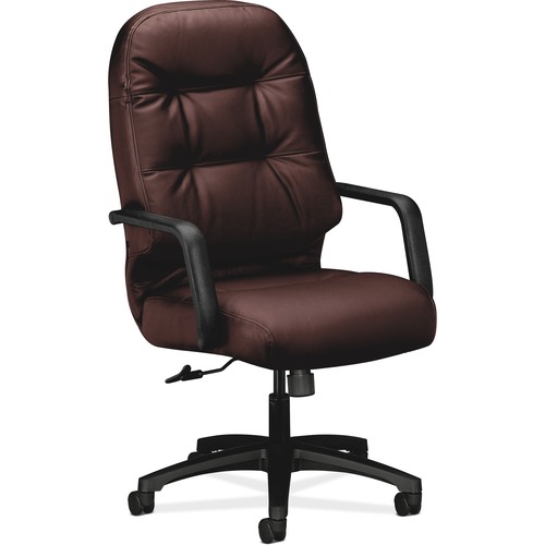 PILLOW-SOFT 2090 SERIES EXECUTIVE HIGH-BACK SWIVEL/TILT CHAIR, SUPPORTS UP TO 300 LBS., BURGUNDY SEAT/BACK, BLACK BASE