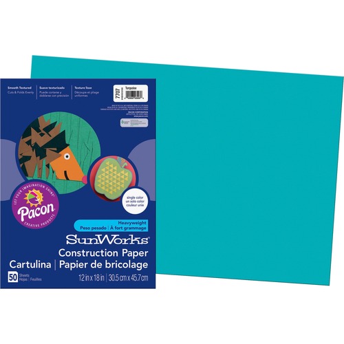 Construction Paper, 58 Lbs., 12 X 18, Turquoise, 50 Sheets/pack