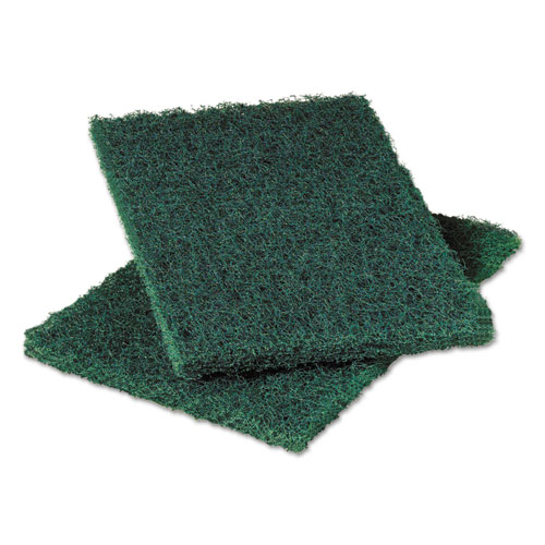 Heavy-Duty Commercial Scouring Pad 86, Dark Green, 6 X 9, 6/pack, 10 Pack/carton