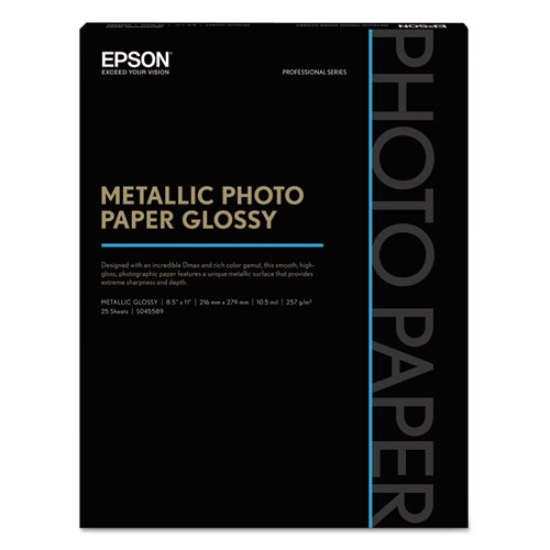 Professional Media Metallic Photo Paper Glossy, White, 8 1/2x11, 25 Sheets/pack