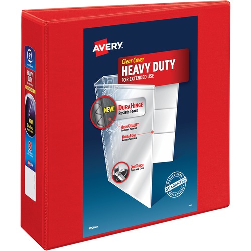 Heavy-Duty View Binder W/locking 1-Touch Ezd Rings, 3" Cap, Red