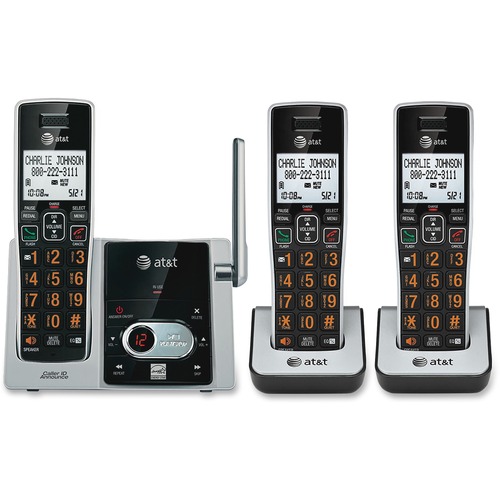AT&T  3-Handset Cordless Answering System, w/ID, Black Steel