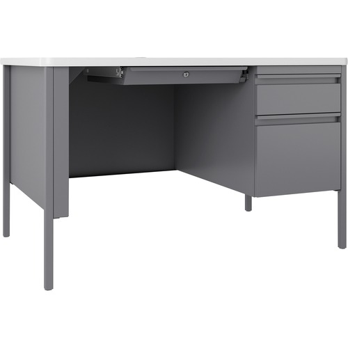 Desk, Right-Pedestal, 48"x30"x29-1/2", White/Platinum