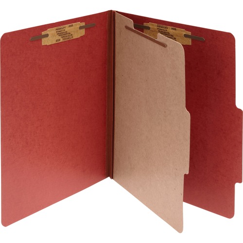 PRESSBOARD CLASSIFICATION FOLDERS, 1 DIVIDER, LEGAL SIZE, EARTH RED, 10/BOX