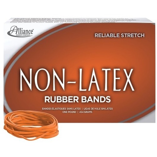 Non-Latex Rubber Bands, Sz. 33, Orange, 3 1/2 X 1/8, 720 Bands/1lb Box