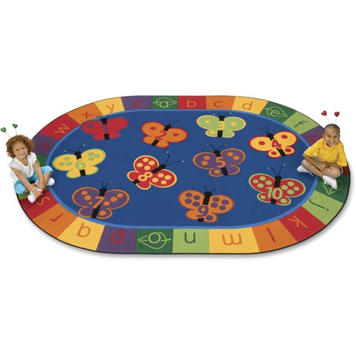 Butterfly Fun Rug,123 ABC,Oval,6'9"x9'5",Multi