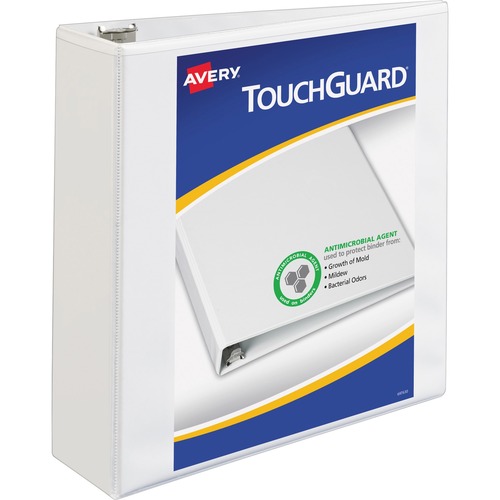 TOUCHGUARD PROTECTION HEAVY-DUTY VIEW BINDERS WITH SLANT RINGS, 3 RINGS, 3" CAPACITY, 11 X 8.5, WHITE
