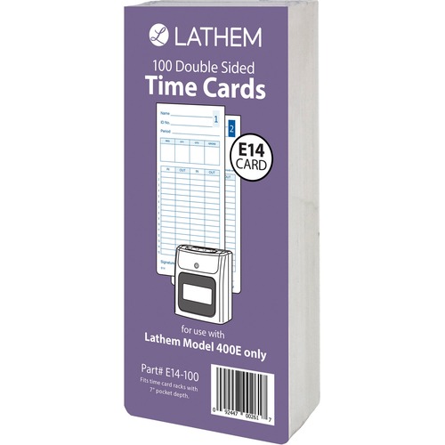 E14-100 TIME CARDS, BI-WEEKLY/MONTHLY/SEMI-MONTHLY/WEEKLY, TWO SIDES, 7"