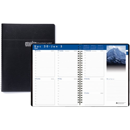 RECYCLED EARTHSCAPES WEEKLY APPOINTMENT BOOK, 8-1/2 X 11, BLACK, 2019