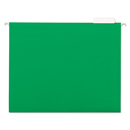 Hanging File Folders, 1/5 Tab, 11 Point Stock, Letter, Green, 25/box