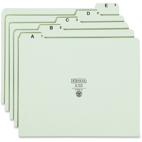 Recycled Top Tab File Guides, Alpha, 1/5 Tab, Pressboard, Letter, 25/set