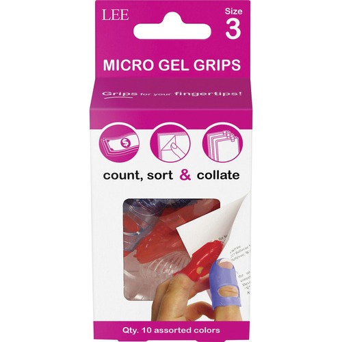 Fingertip Grips, Micro-Gel, Size 3, 10/PK, Assorted