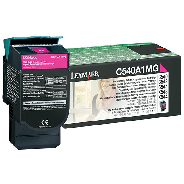Lexmark C540 C543 C544 X543 X544 Magenta Return Program Toner Cartridge for US Government (1000 Yield) (TAA Compliant Version of C540A1MG)