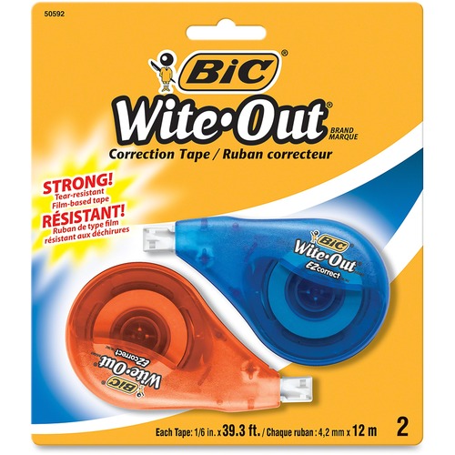 Wite-Out Ez Correct Correction Tape, Non-Refillable, 1/6" X 472", 2/pack