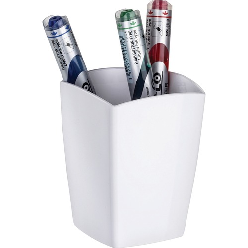 Pencil Cup, Magnetic, 3"Wx3"Dx3-3/4"H, White