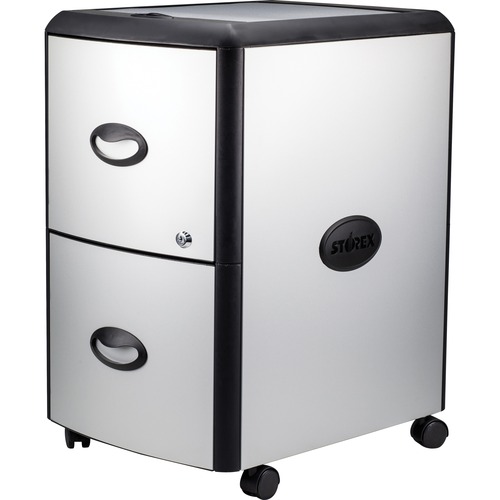 Two-Drawer Mobile Filing Cabinet, Metal Siding, 19w X 15d X 23h, Silver/black