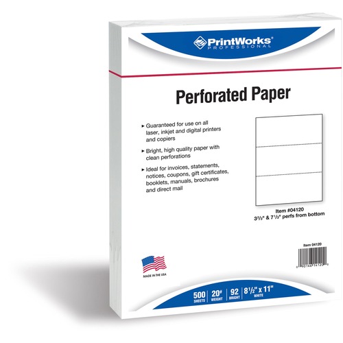 Office Paper, 2 Perfs/PG, LTR, 20 lb, 500/RM, WE