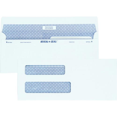 Reveal N Seal 2-Window Check Envelope, #8 5/8, 3 5/8 X 8 5/8, White, 500/box