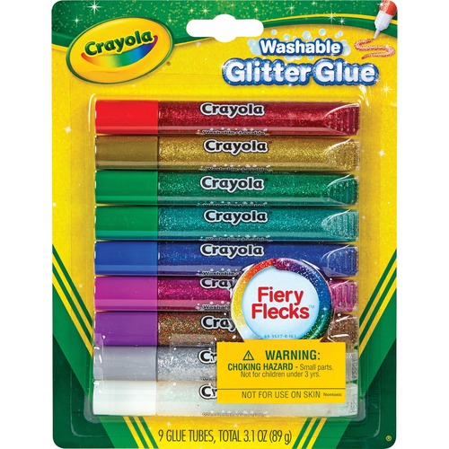 Washable Glitter Glue, 9 Carton, Assorted